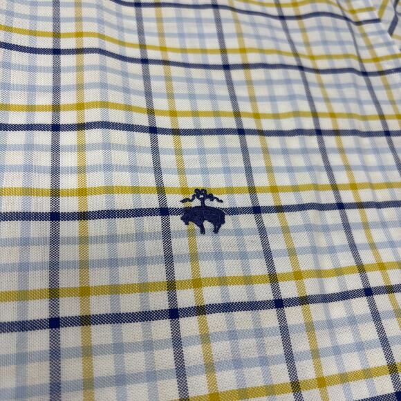 Brooks Brothers XL Yellow Blue Check Plaid Long Sleeve Button Up Shirt - Picture 3 of 5